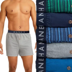 Hanes 5Pk Dyed Knit Boxer