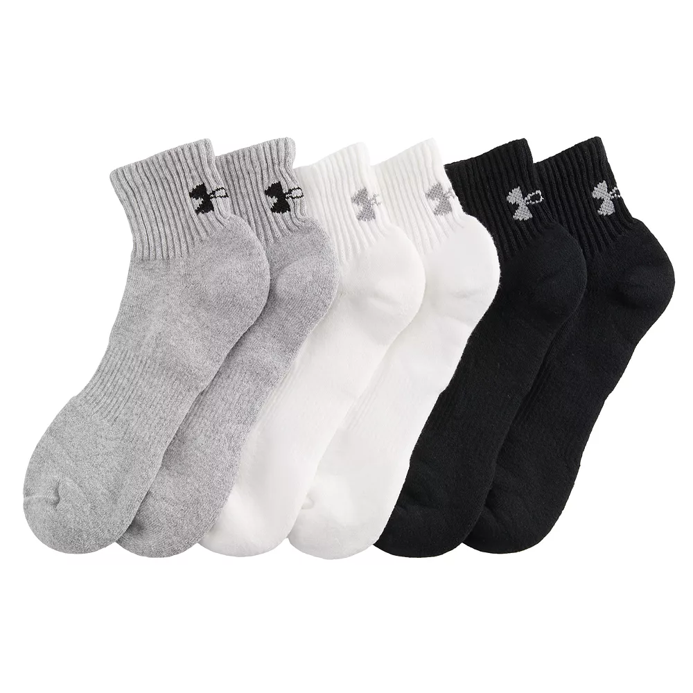 Men's Under Armour 6-pack Training Cotton Performance Quarter Socks - Image 4