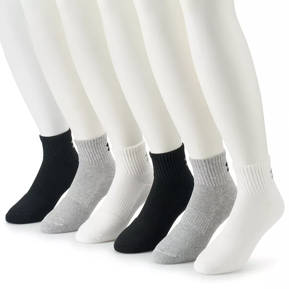 Men's Under Armour 6-pack Training Cotton Performance Quarter Socks - Image 2