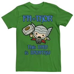Men's Marvel Fa-Thor Kawaii Thor This Dad Is Worthy Father's Day Graphic Tee