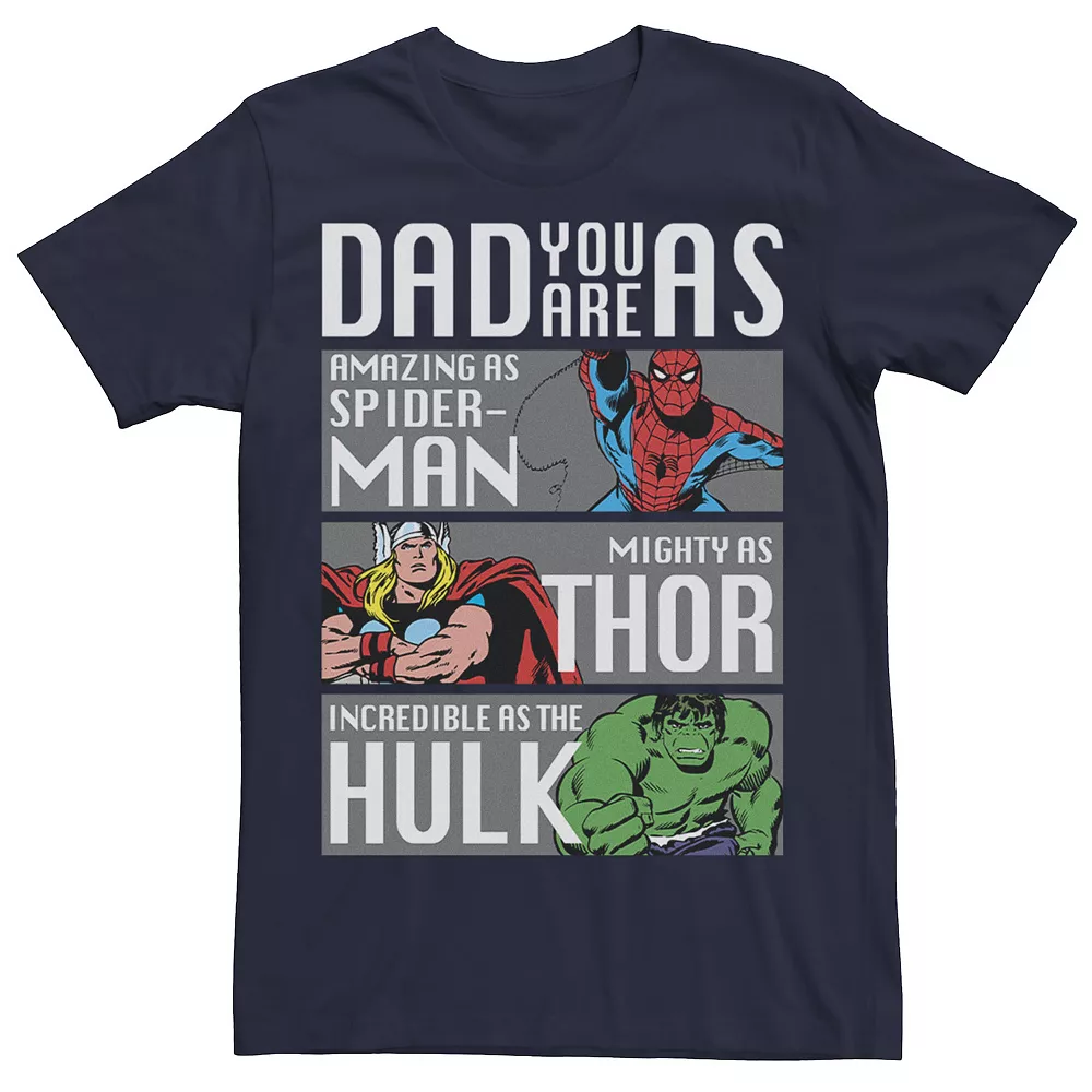 Men's Marvel Spider-Man Thor Hulk Dad You Are As Panels Graphic Tee