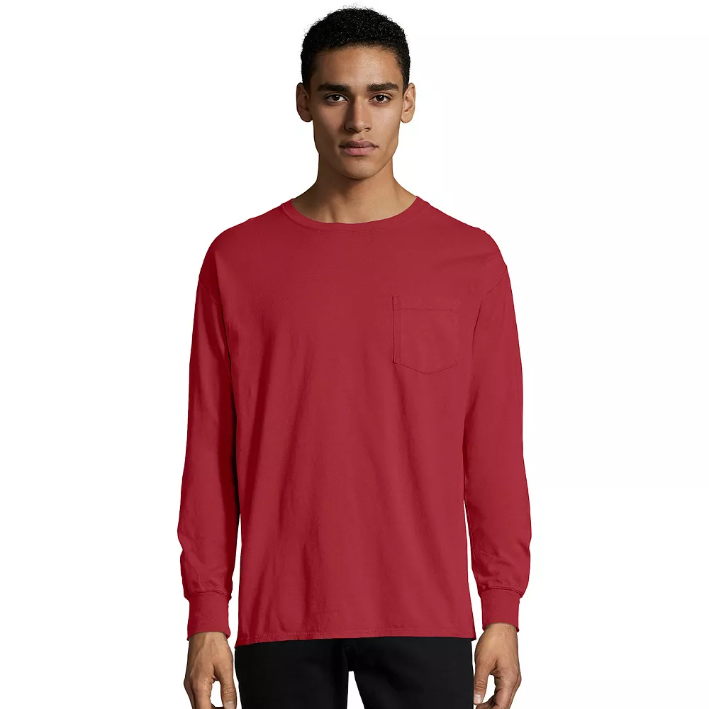 Men's Hanes® ComfortWash Garment-Dyed Pocket Pajama Tee - Image 4