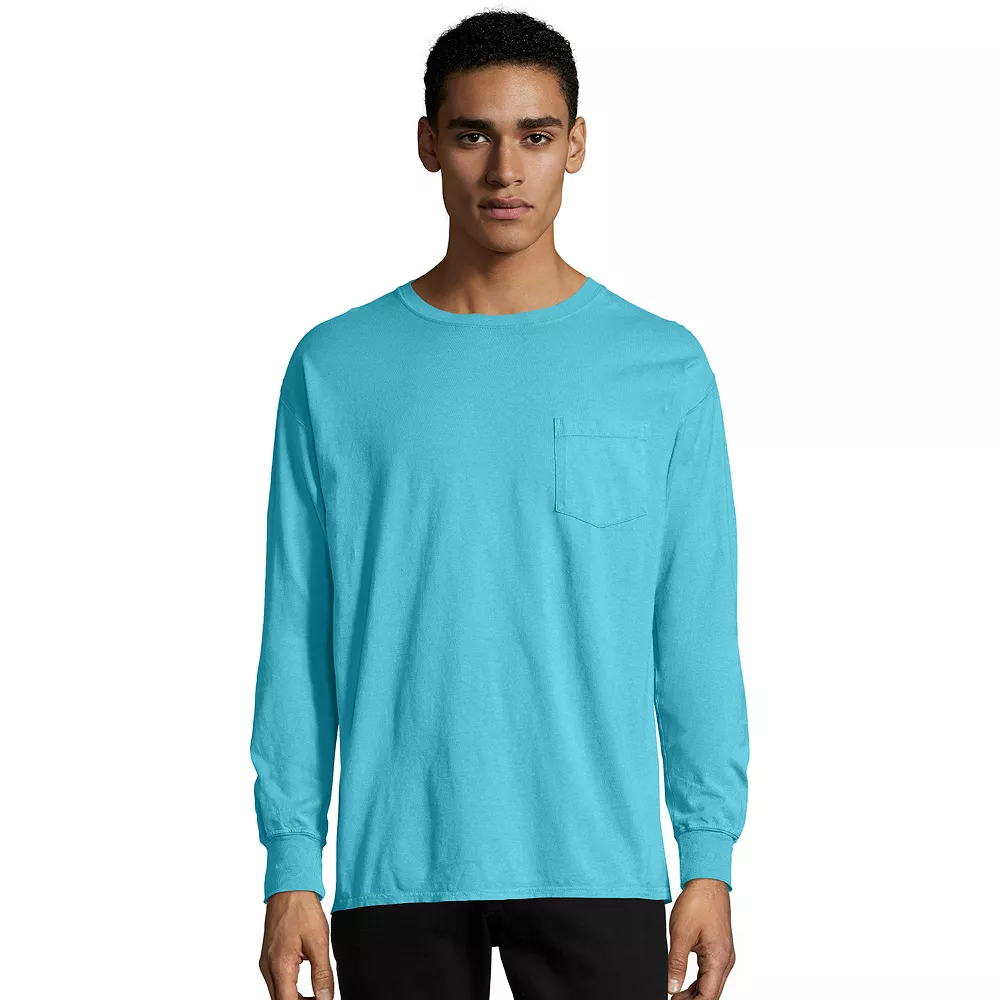 Men's Hanes® ComfortWash Garment-Dyed Pocket Pajama Tee - Image 3