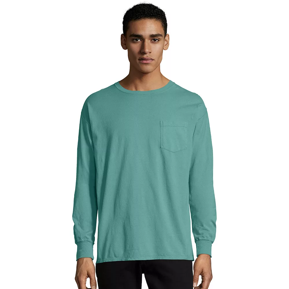 Men's Hanes® ComfortWash Garment-Dyed Pocket Pajama Tee - Image 2