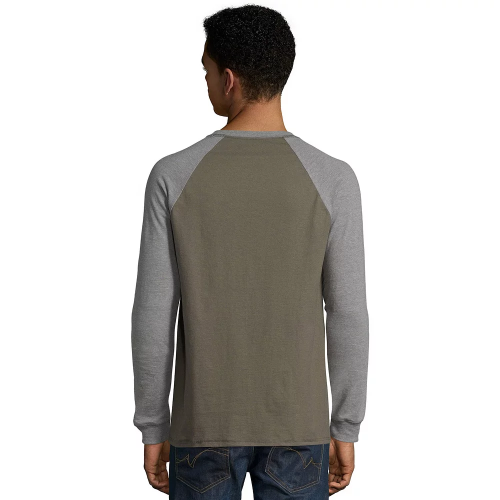Men's Hanes® Beefy Heavyweight Colorblock Raglan Henley - Image 4