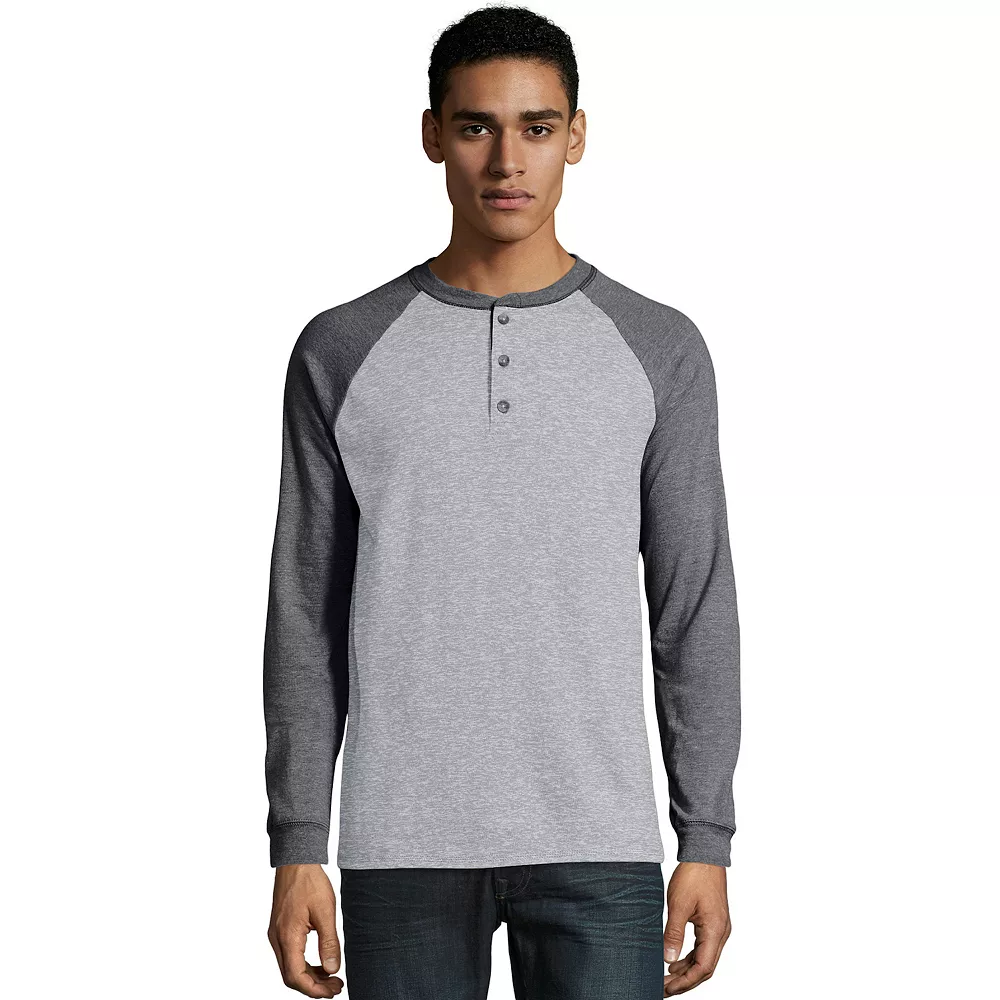 Men's Hanes® Beefy Heavyweight Colorblock Raglan Henley