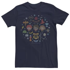 Men's Harry Potter Christmas Group Shot Chibi Ugly Sweater Tee