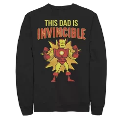 Men's Marvel Father's Day Retro Iron Man This Dad Is Invincible Sweatshirt