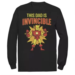 Men's Marvel Father's Day Retro Iron Man This Dad Is Invincible Tee