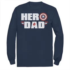 Men's Marvel Father's Day Captain America Shield Hero Dad Logo Tee