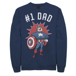 Men's Marvel Father's Day #1 Dad Captain America Portrait Sweatshirt