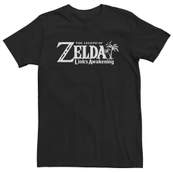 Big & Tall Nintendo The Legend Of Zelda Links Awakening Palm Tree Green Text Logo Tee