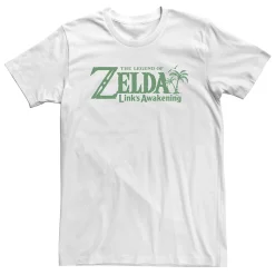 Big & Tall Nintendo The Legend Of Zelda Links Awakening Palm Tree Green Text Logo Tee