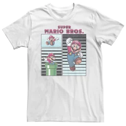 Big & Tall Super Mario Bros. Panels Mario Jumping Warp Pipe Stripes Tee