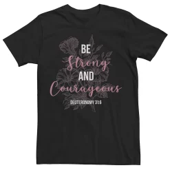 Men's Be Strong And Courageous Text Overlay Portrait Tee