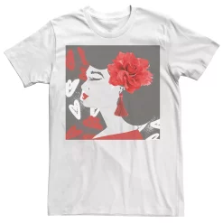 Men's Trendy Graffiti Floral Girl Tee