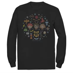 Men's Harry Potter Christmas Group Shot Chibi Ugly Sweater Tee
