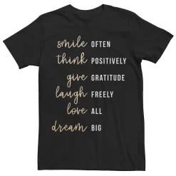 Men's Smile Often Laugh Freely Love All Dream Big List Tee