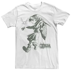 Men's Nintendo The Legend Of Zelda Lnk And Navi Line Art Portrait Tee