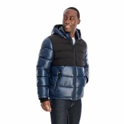 Men's TOWER by London Fog Colorblock Quilted Hooded Puffer Coat