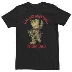 Big & Tall Marvel Groot "Galaxy Greetings From Dad" Christmas Holiday Tee