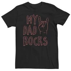 Big & Tall Father's Day My Dad Rocks Line Art Tee