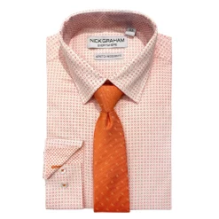 Men's Nick Graham Modern-Fit Circle Diamond Dress Shirt & Tie Set
