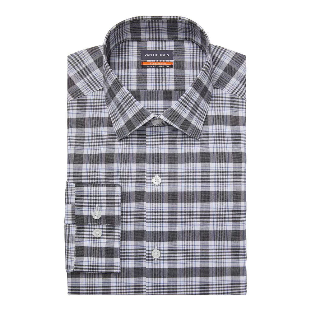 Men's Van Heusen Slim-Fit Stain Shield Spread-Collar Dress Shirt - Image 5